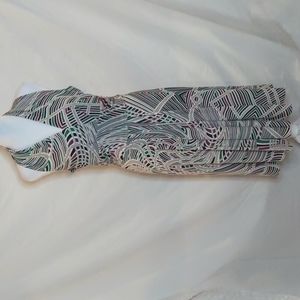 Multi Color Tahari sleeveless halter dress vneck Small Nwt